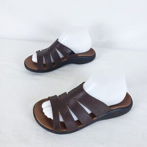 Chaco Brown Leather Slide Sandals Womens 8 Comfort Euro Summer Casual Walking